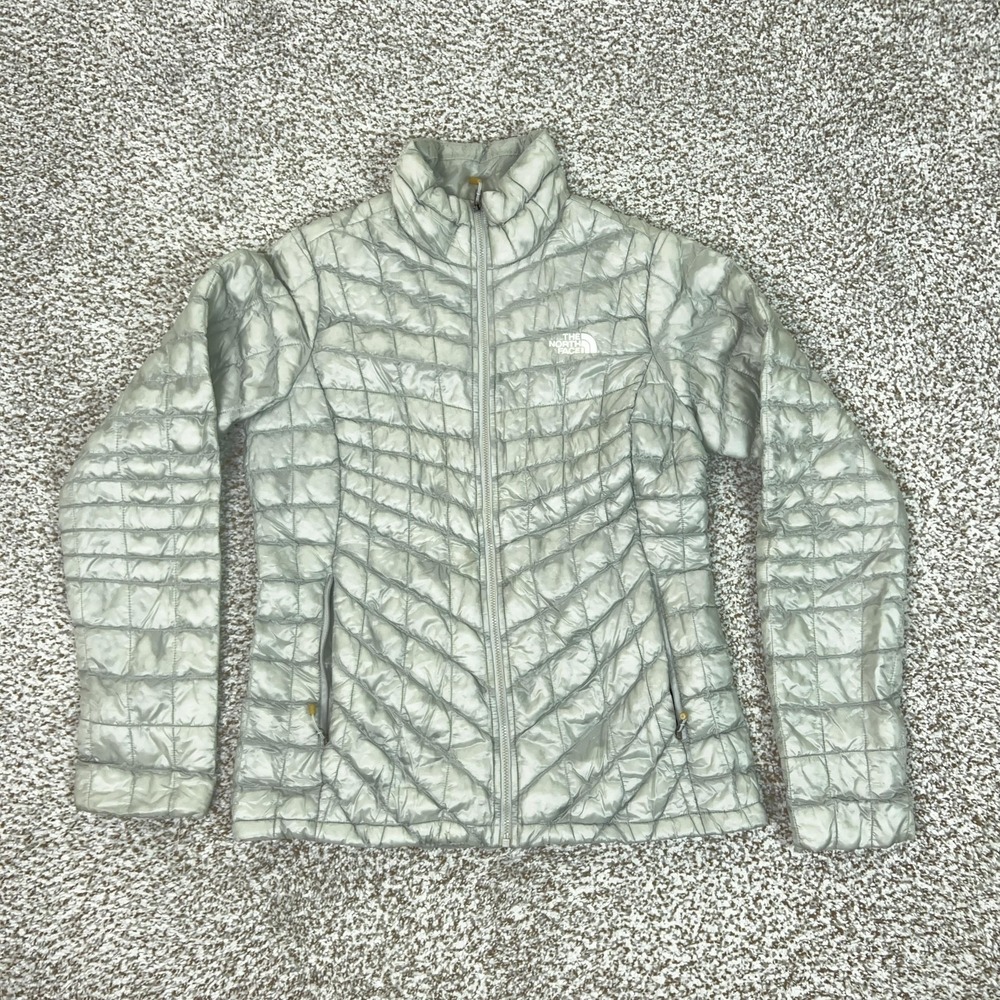 North Face Jacket Womens Small Gray ThermoBall Quilted‎ Insulated Puffer Outdoor